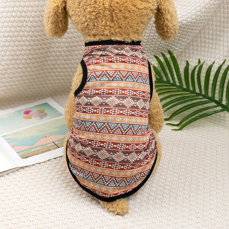 Ethnic-Print Polyester Vest, for dogs.