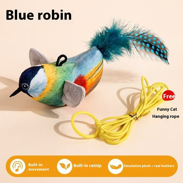 Realistic Chirping Bird Cat Toy – Interactive Plush Teaser – features