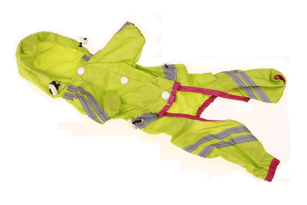 One-Layer Dog Raincoat with Reflective Safety Bar, for dogs.