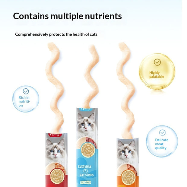 Cat Treat Puree – Chicken, Salmon & Tuna Wet Snack Sticks – lifestyle photo