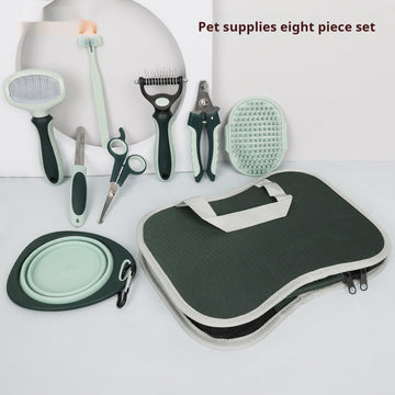 7-Piece Pet Grooming Kit – Scissors, Brushes & De-Shedding Comb