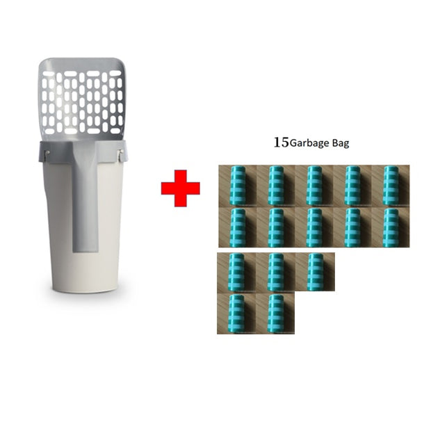 Integrated Cat Litter Scoop – Waste Bin & Bag Storage Set – color options