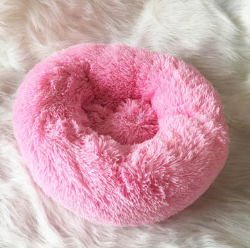 Round Plush Pet Nest Bed - Cozy Kennel for Small Dogs & Cats – size reference