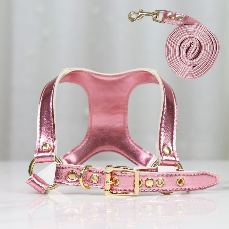 Adjustable PU Leather Chest Harness, for dogs and cats.