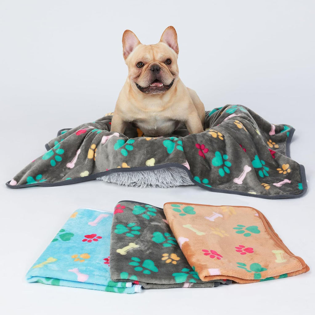 Confetti Paw Print Fleece Blanket for Dogs and Cats