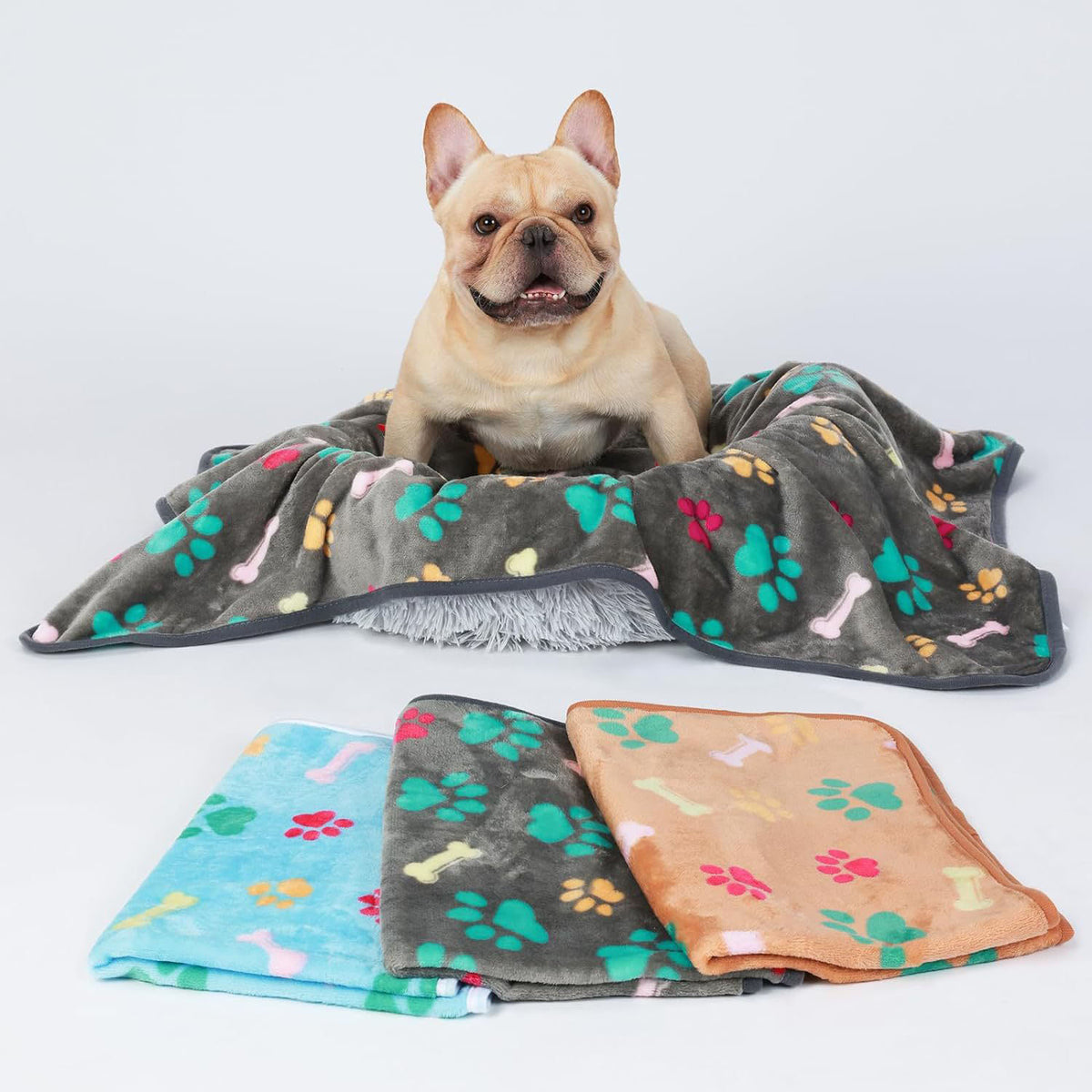 Confetti Paw Print Fleece Blanket for Dogs and Cats