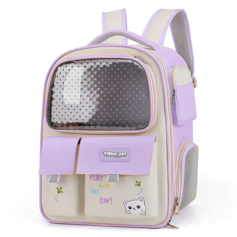 Breathable PU Cat Carrier Bag with 13L Capacity, for cats.