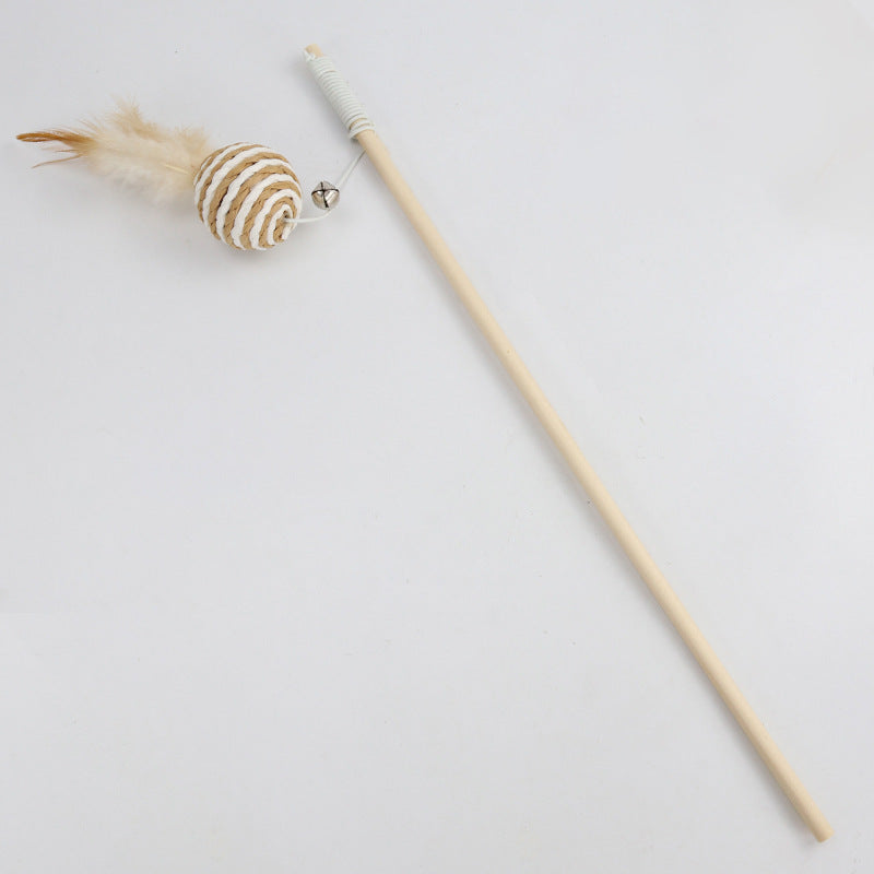Feather and Bell Teaser Wand Toy, for cats.