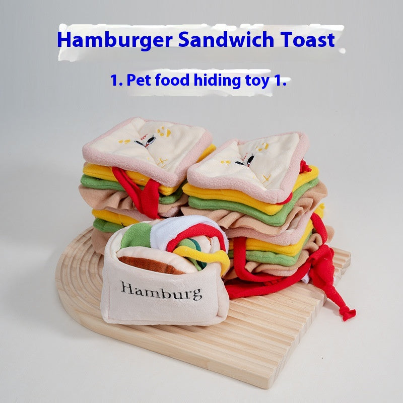 Plush Sandwich Toy with Crinkle Paper, for dogs and cats.