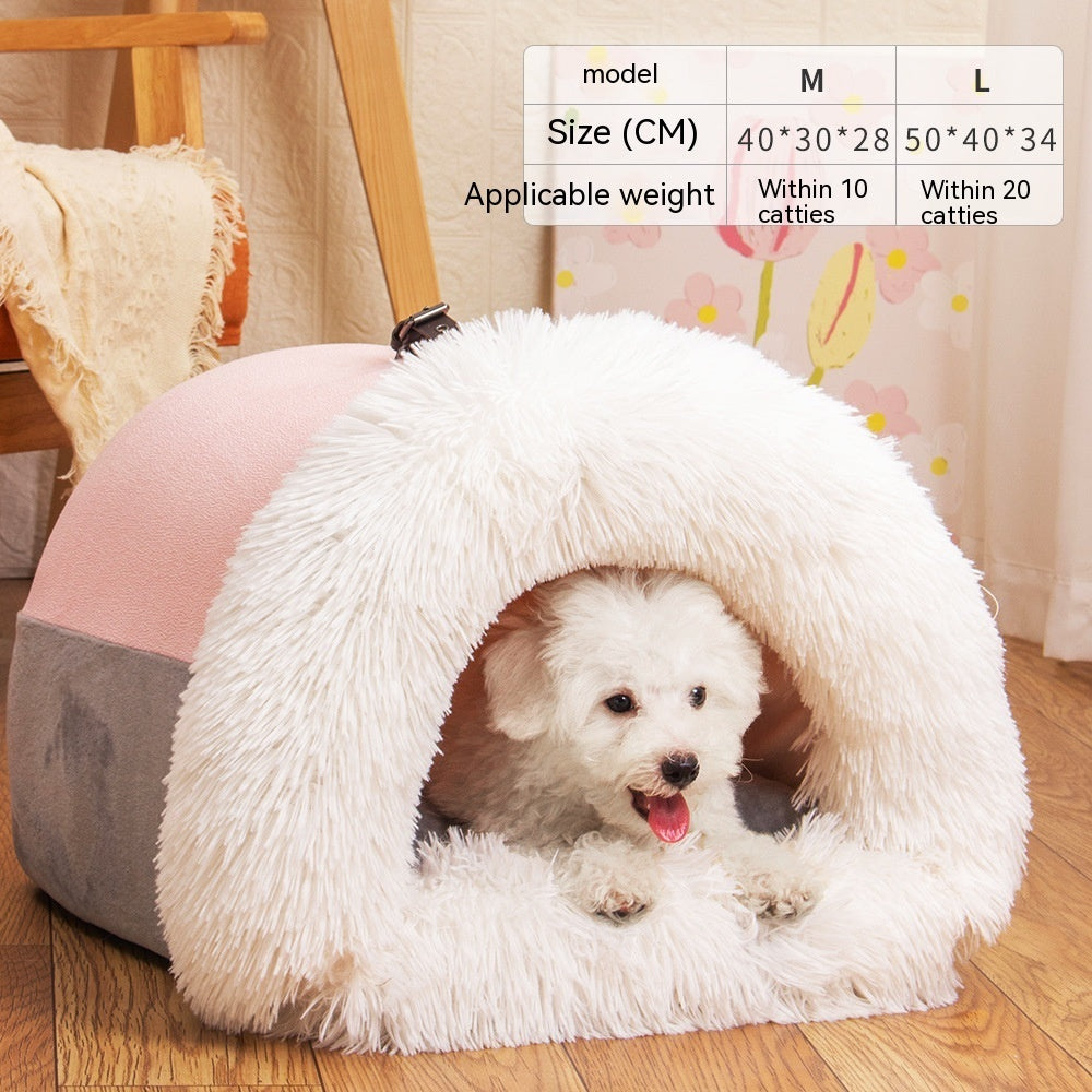 New Splice Portable Pet Nest Portable Autumn And Winter Warm Dog Nest Moisture-proof Long Fur Cat Nest Cross Border Pet Nest - kindoPet