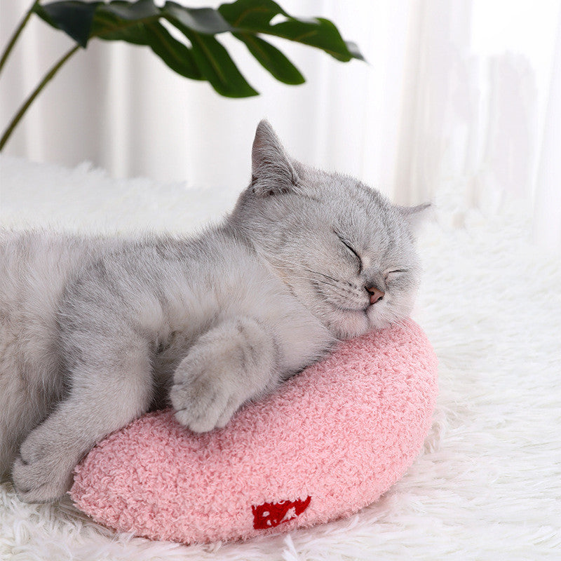 Soft U-Shaped Plush Pillow for Cats to Curl Up In