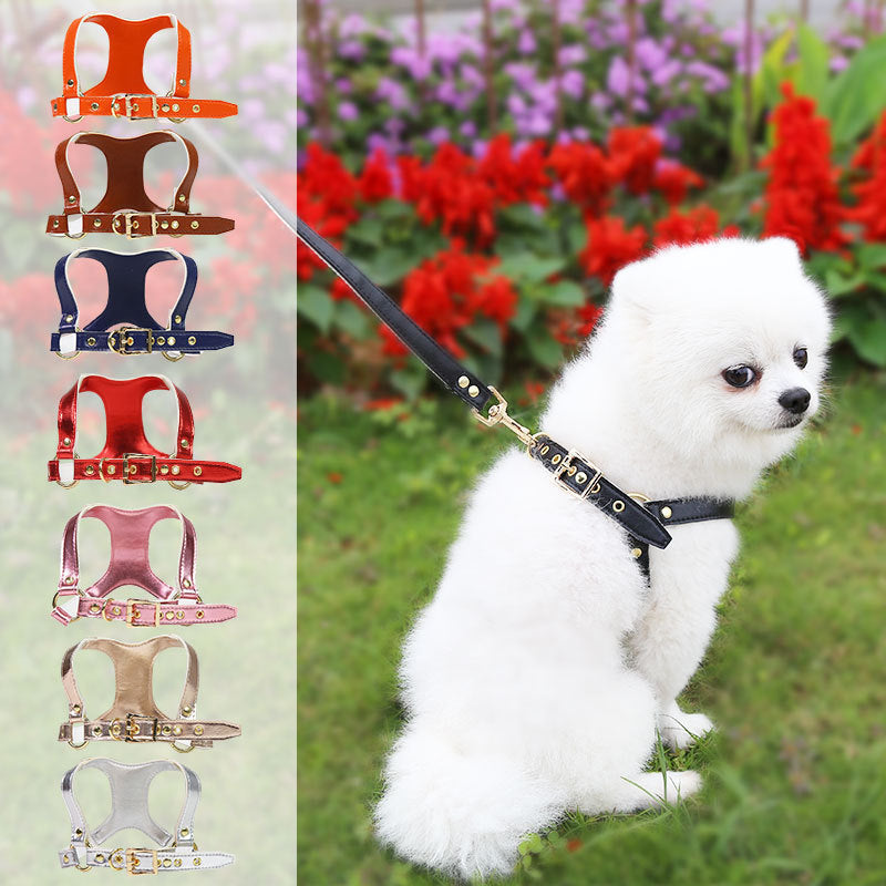 Adjustable PU Leather Chest Harness, for dogs and cats.