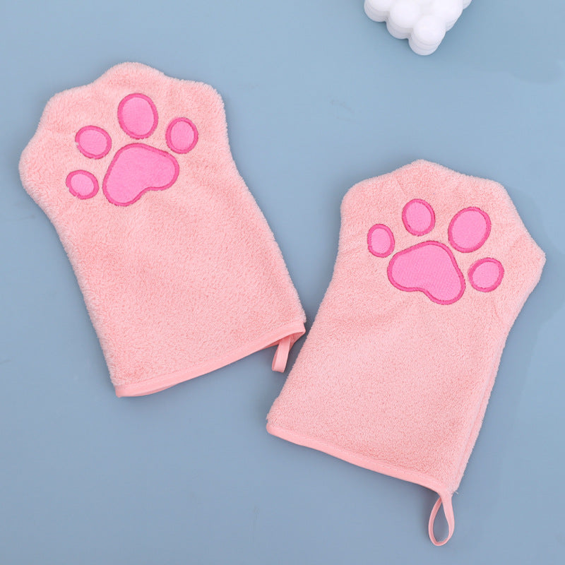 Coral Fleece Glove-Style Quick-Dry Towel, for dogs.
