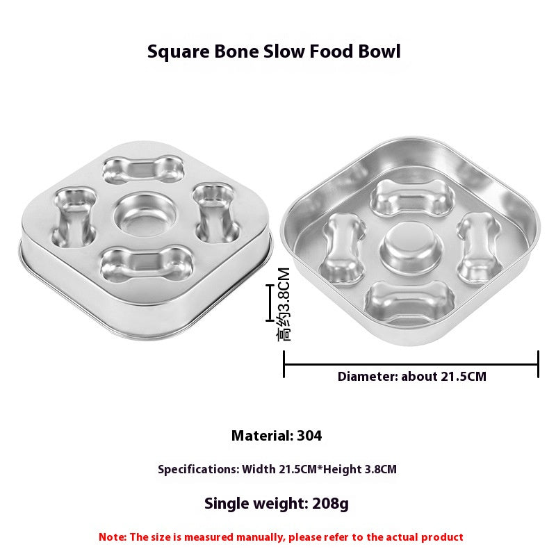 Stainless Steel Slow Feeding Bowl, for dogs and cats.