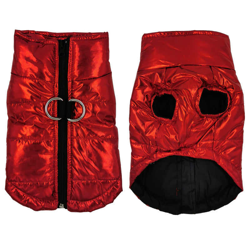 Glossy Metallic-Finish Dog Vest Coat for Cool Weather, for dogs.