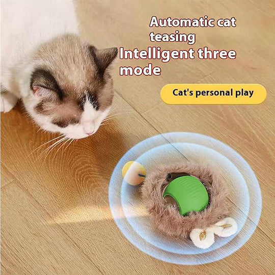 Interactive Self-Rotating Cat Ball – LED Auto-Play Toy – side view