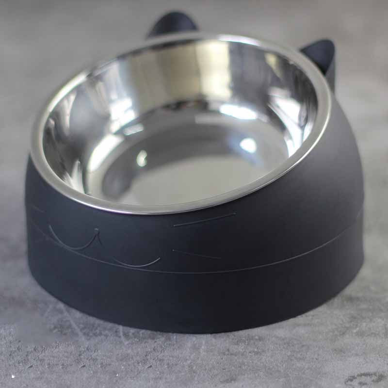 Stainless Steel Tilted Cat Bowl, 200 Milliliters, for cats.