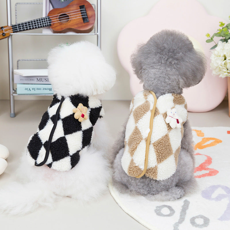 Diamond-Quilted Velvet Winter Jacket, for dogs and cats.