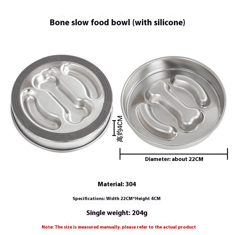 Stainless Steel Slow Feeding Bowl, for dogs and cats.