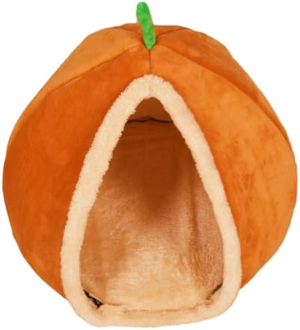 Pumpkin-Shape Plush Cave Bed, for dogs and cats.