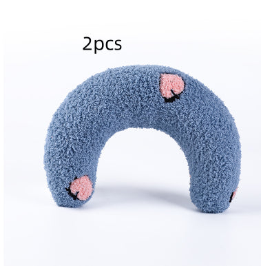 Soft U-Shaped Plush Pillow for Cats to Curl Up In