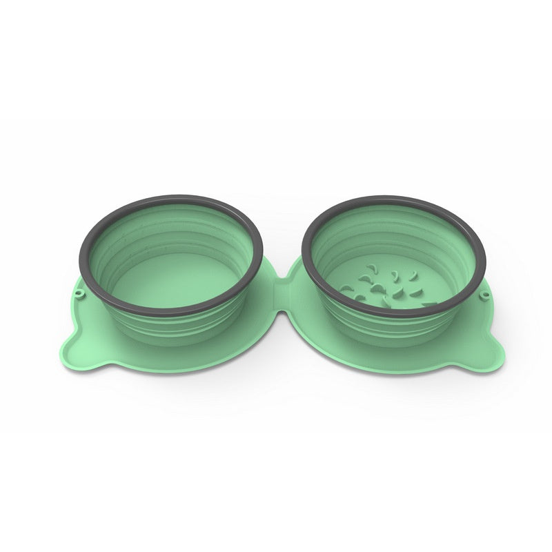 Foldable Silicone Double Travel Bowl for Pets