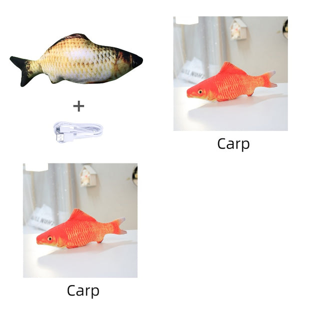 Motion-Activated Fish Cat Toy - USB Rechargeable Flopping Interactive – side view