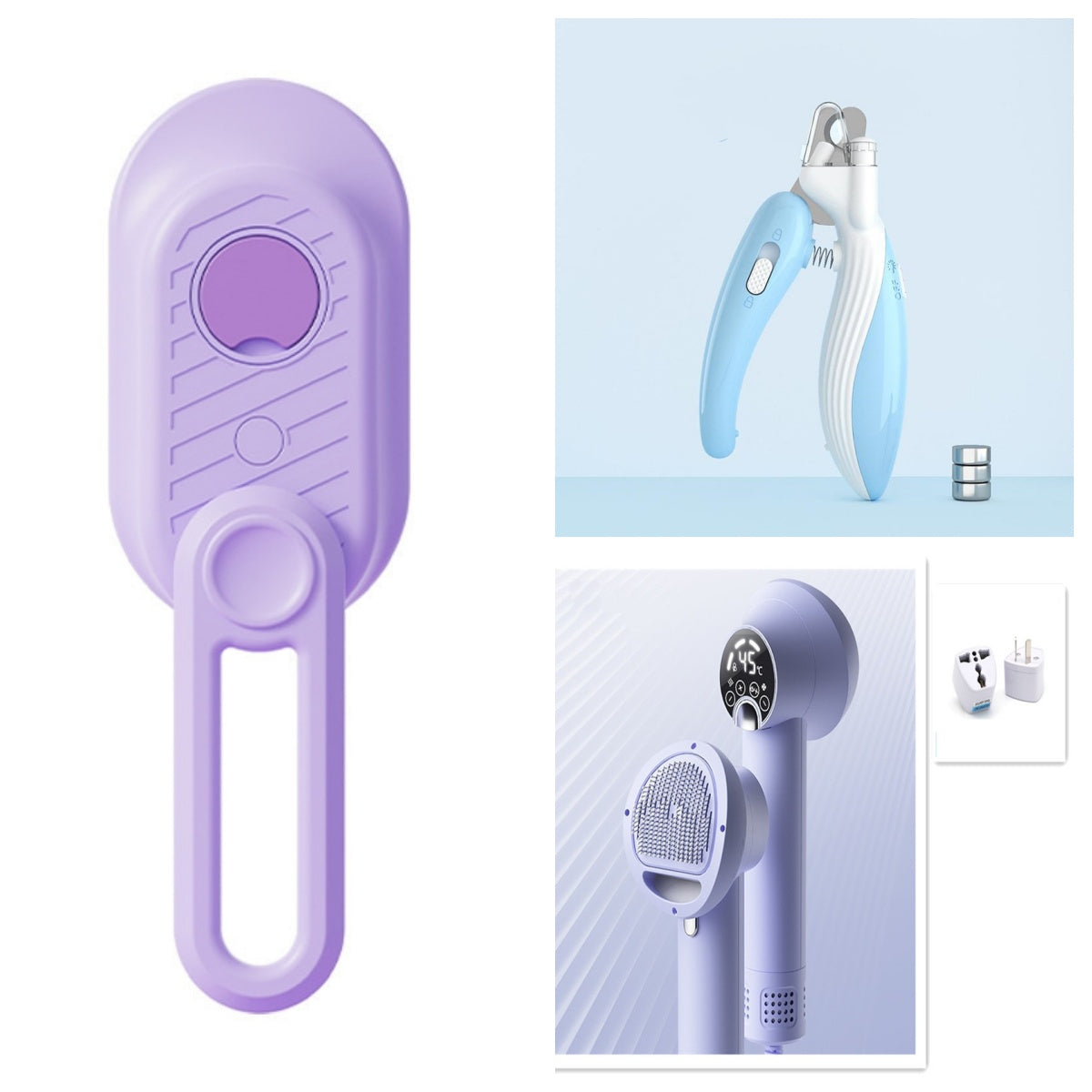 Cordless Pet Nail Grinder - LED Light for Safe Trimming in light blue set, another view.