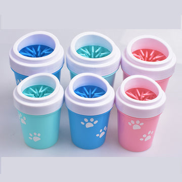 Silicone Dog Paw Cleaner Cup – Portable Foot Wash for Muddy Paws – in use