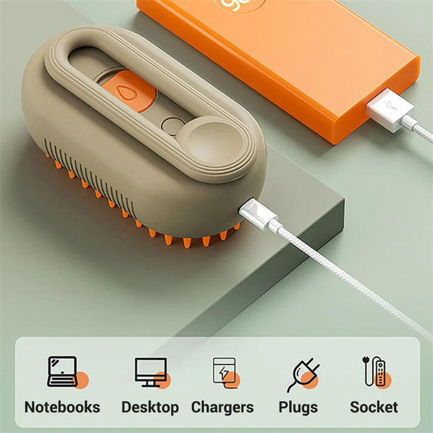 3-in-1 Electric Steam Pet Brush – Grooming Spray & Massage Comb – features