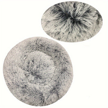 Machine-Washable Plush Round Dog Bed – Orthopedic Comfort – pet wearing