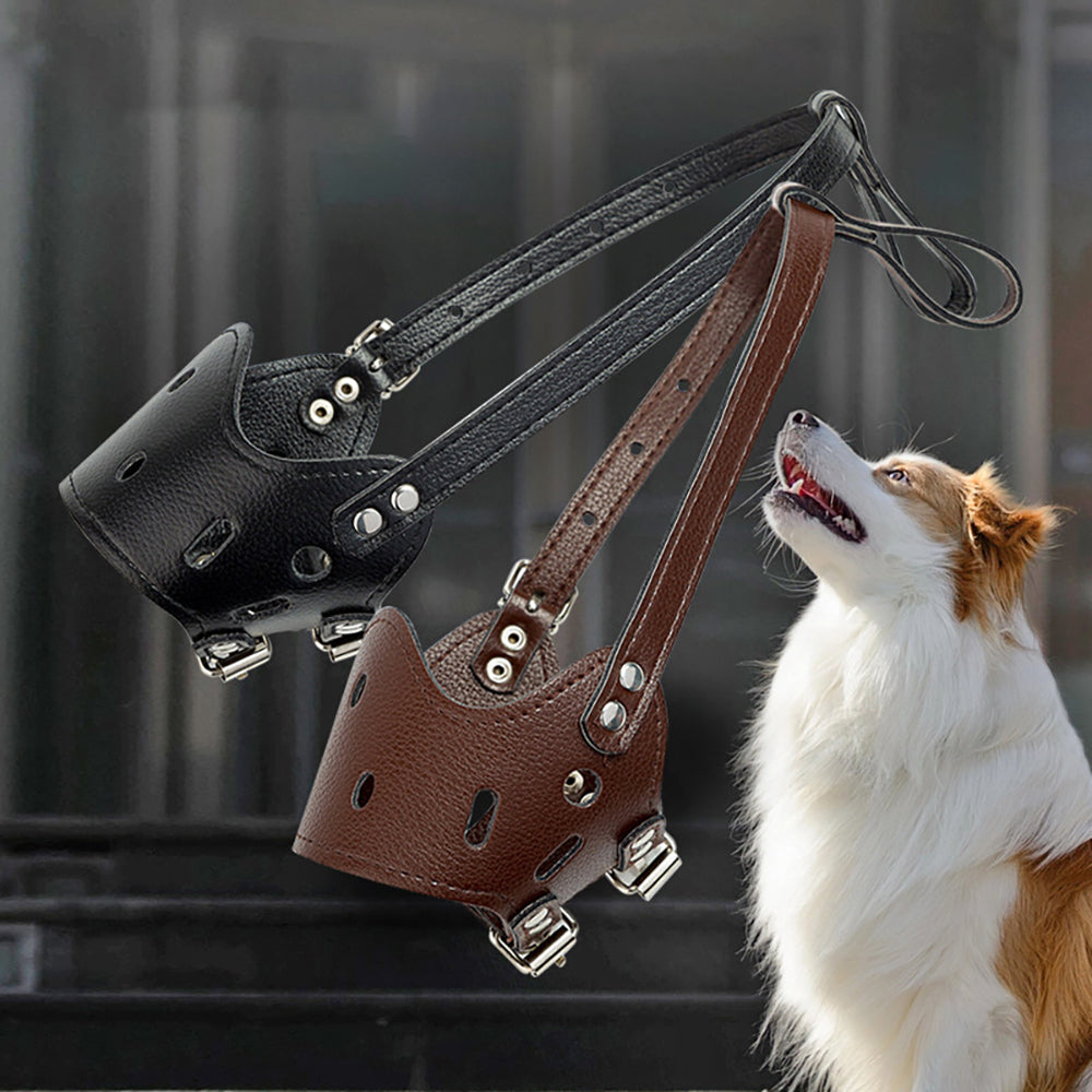 Adjustable Leather Dog Muzzle for Drinking and Panting, for dogs.