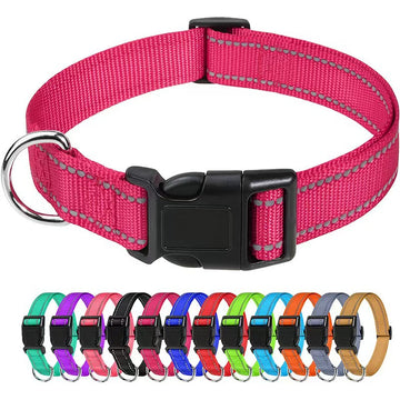 Adjustable Nylon Dog Collar – Reflective Walking Collar All Sizes – side view