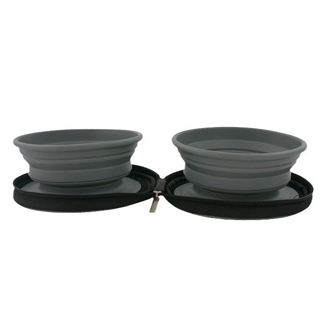 Folding Outdoor Water and Food Bowl Set, for dogs and cats.