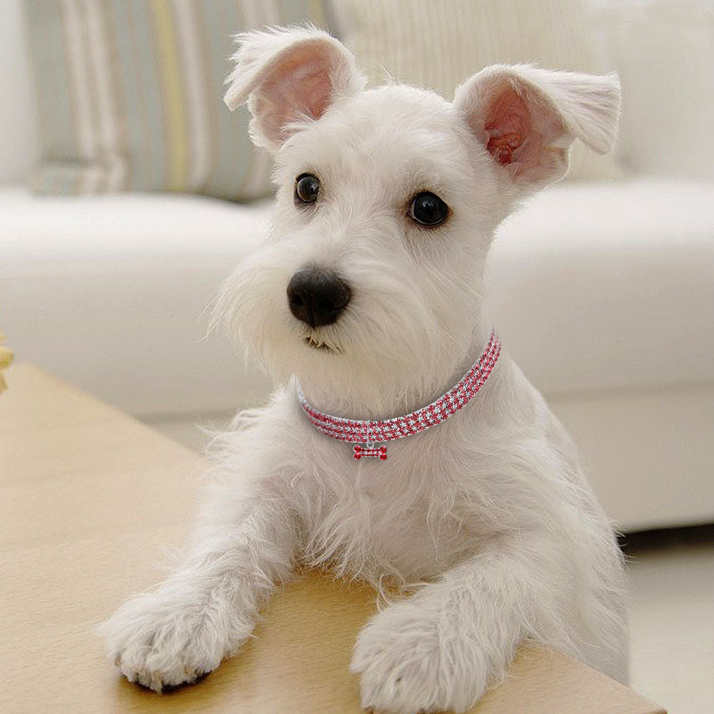 Rhinestone Dog Collar with Crystal Pendant, S to L, for dogs and cats.