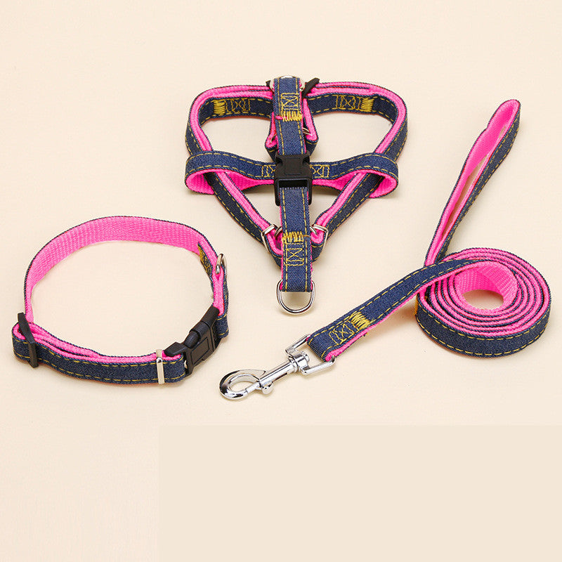 Denim Bungee Dog Leash with Padded Dual Handles, for dogs.