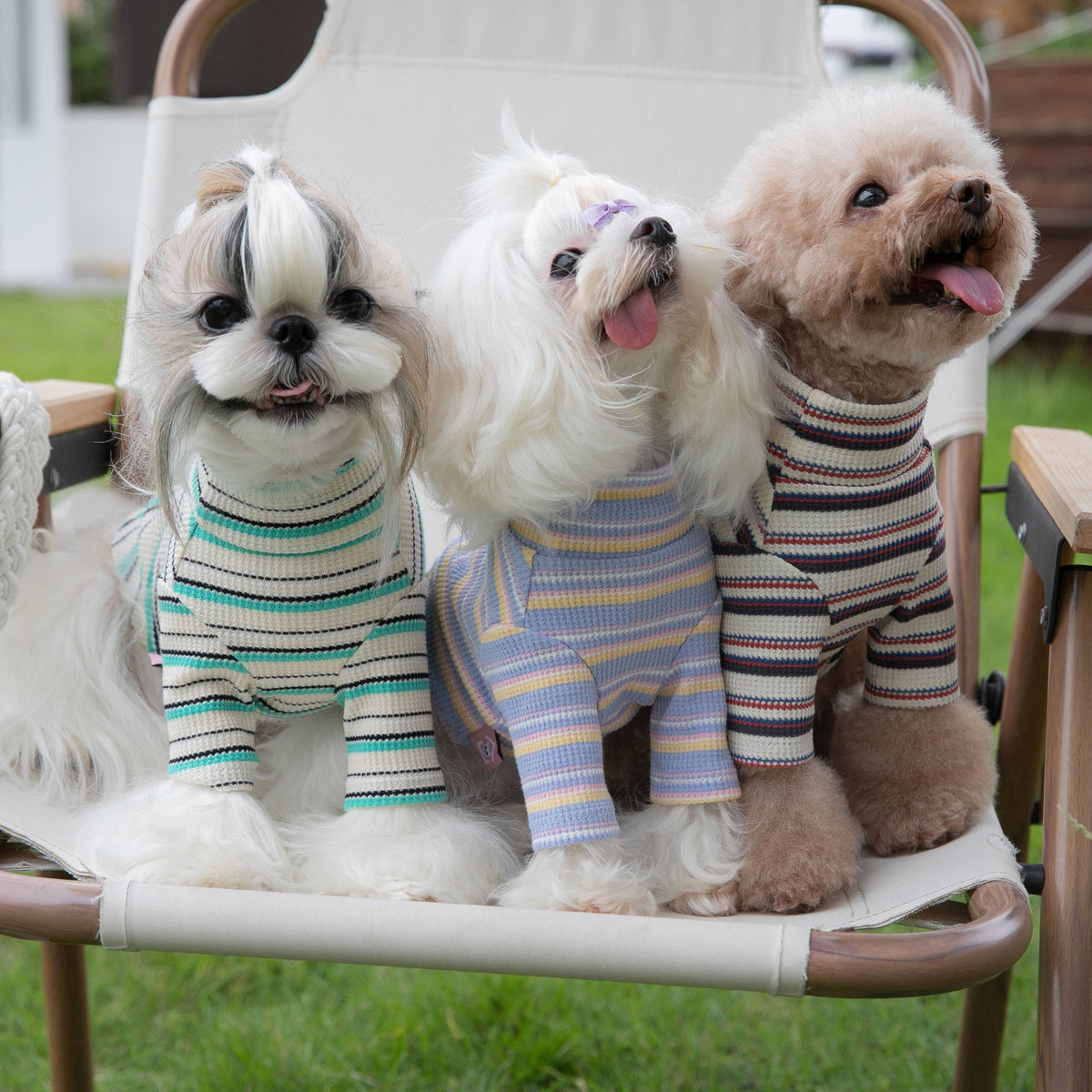Striped Waffle Long-Sleeve Loungewear, for dogs and cats.