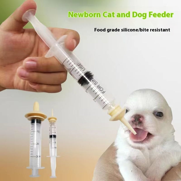 Kitten & Puppy Nursing Bottle Set – Silicone Feeding Syringe – in use