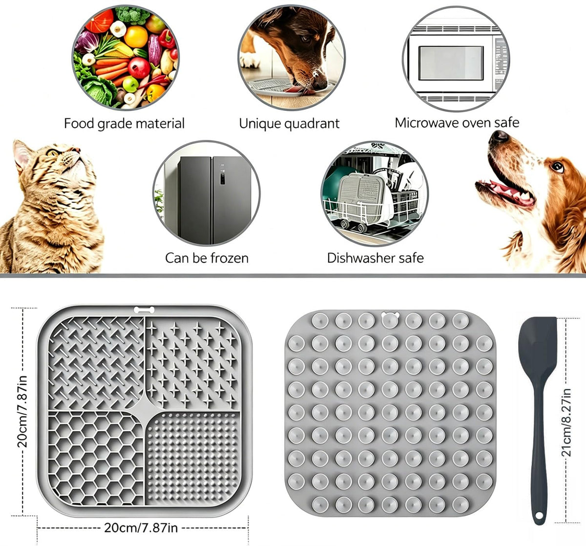 Suction Cup Slow Feeder Licking Mat, for dogs and cats.