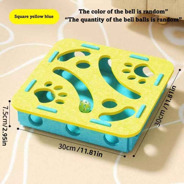 Durable Felt Interactive Cat Puzzle Toy With Maze, Bell Ball & Pathways – close-up