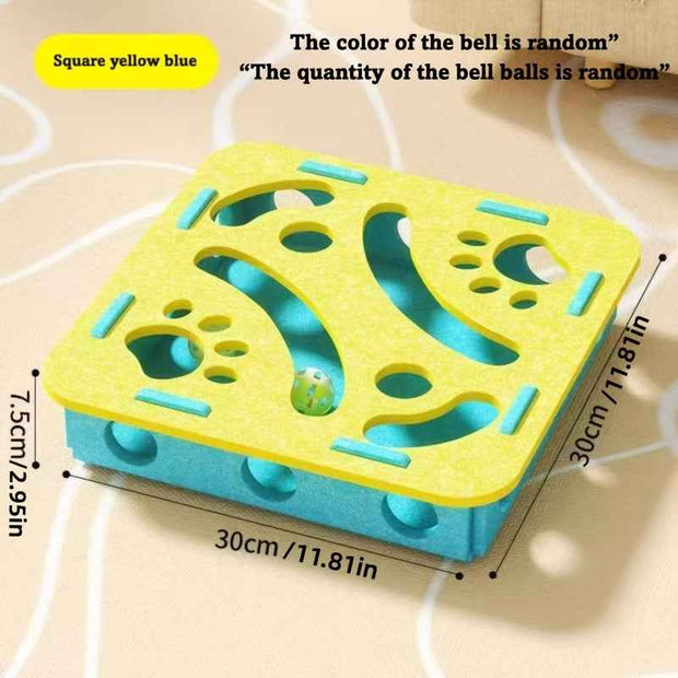 Durable Felt Interactive Cat Puzzle Toy With Maze, Bell Ball & Pathways – close-up