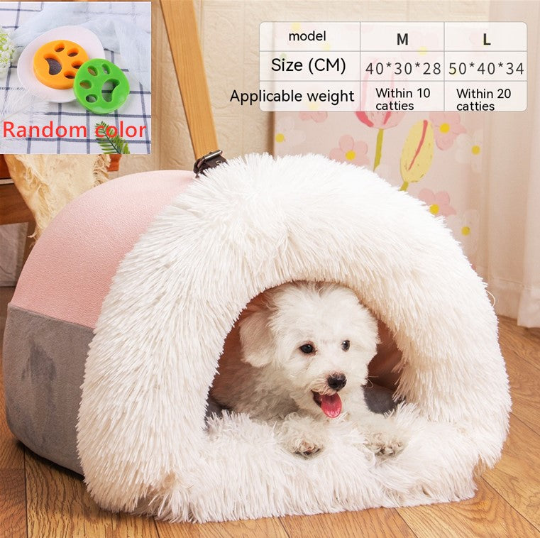 New Splice Portable Pet Nest Portable Autumn And Winter Warm Dog Nest Moisture-proof Long Fur Cat Nest Cross Border Pet Nest - kindoPet