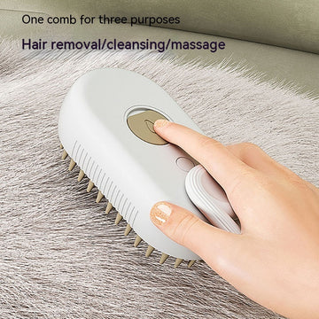 3-in-1 Electric Steam Pet Brush – Grooming Spray & Massage Comb – side view