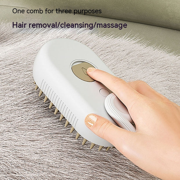 3-in-1 Electric Steam Pet Brush – Grooming Spray & Massage Comb – side view