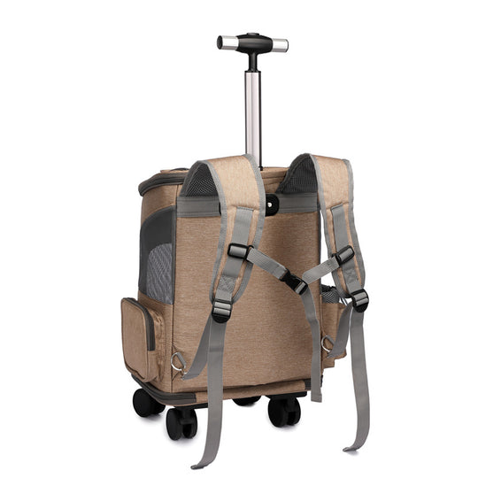 Rolling Pet Backpack Carrier – Folding Trolley for Cats & Small Dogs – side view