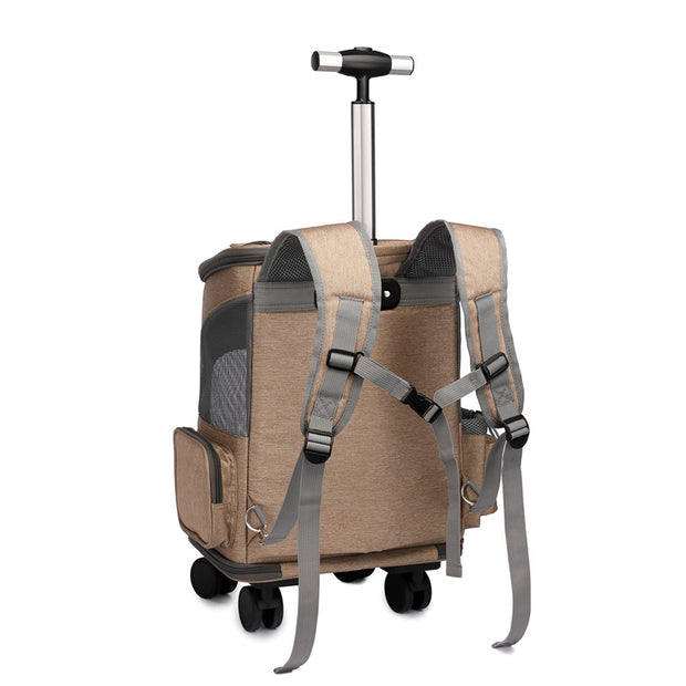Rolling Pet Backpack Carrier – Folding Trolley for Cats & Small Dogs – side view