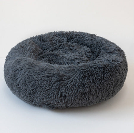 Round Plush Pet Nest Bed - Cozy Kennel for Small Dogs & Cats – in use