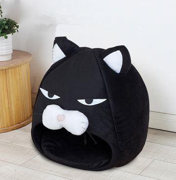 3-in-1 Cat House & Litter Mat – Integrated Sleeping Nest & Space-Saving Condo – side view