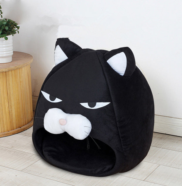3-in-1 Cat House & Litter Mat – Integrated Sleeping Nest & Space-Saving Condo – side view