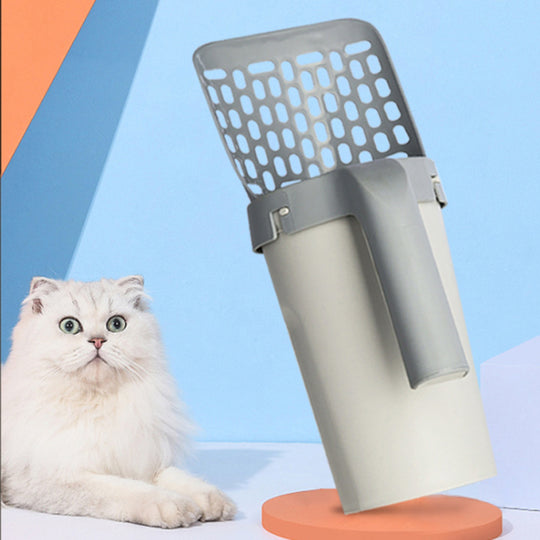Integrated Cat Litter Scoop – Waste Bin & Bag Storage Set – side view